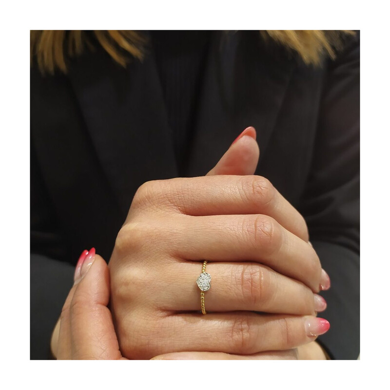 Zlatý zásnubní prsten RINGS se srdcem a diamanty S3 MP022 beads ryzost 585