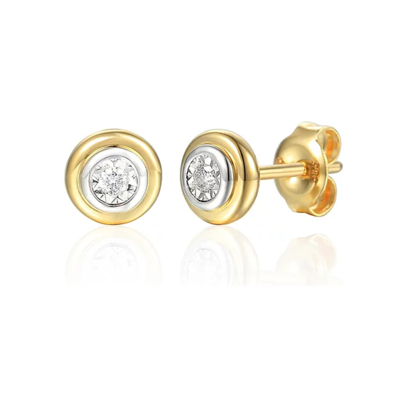 Kolczyki złote kółko z diamentami AW 79603-08920 YW próba 585