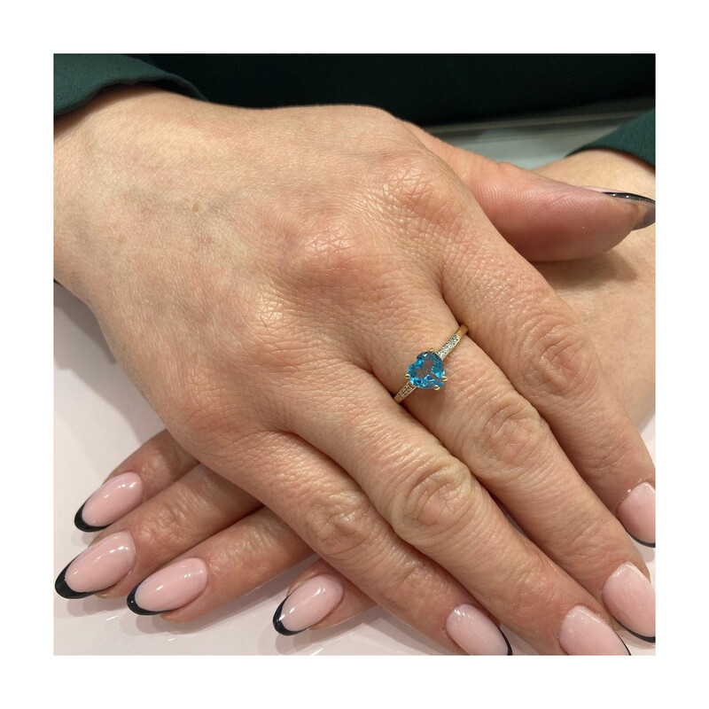 Prsten s diamanty a topazem č. BE W-031 topaz SRDCE