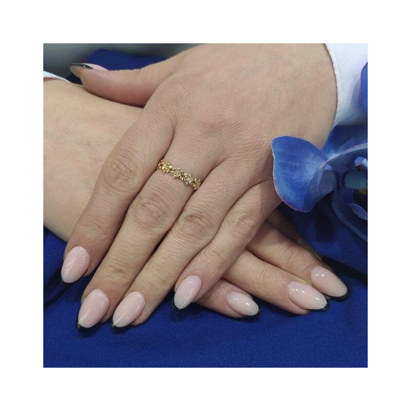 Zlatý prsten RINGS květinky lístky se zirkony AR X7-X6ZR0488 ryzost 375