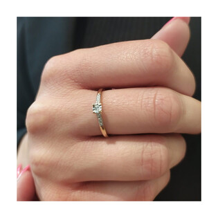 Zlatý prsten Soliter s brilianty 0,08ct | iSezam.cz