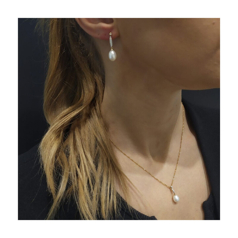Přívěsek s diamanty a perlou AW 57583 Y Line ryzost 585